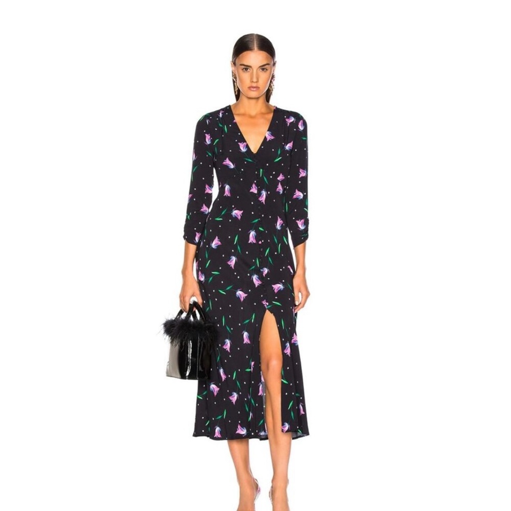 RIXO London Katie Black Midi Dress